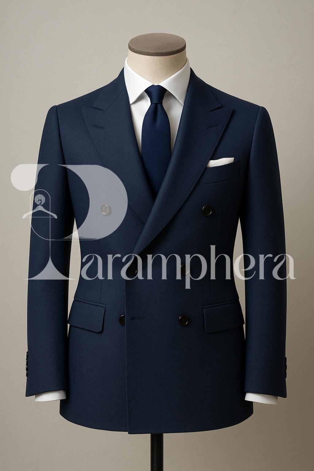Navy Blue Double-Breasted Suit: Wedding Tuxedo Alternative with Pajama