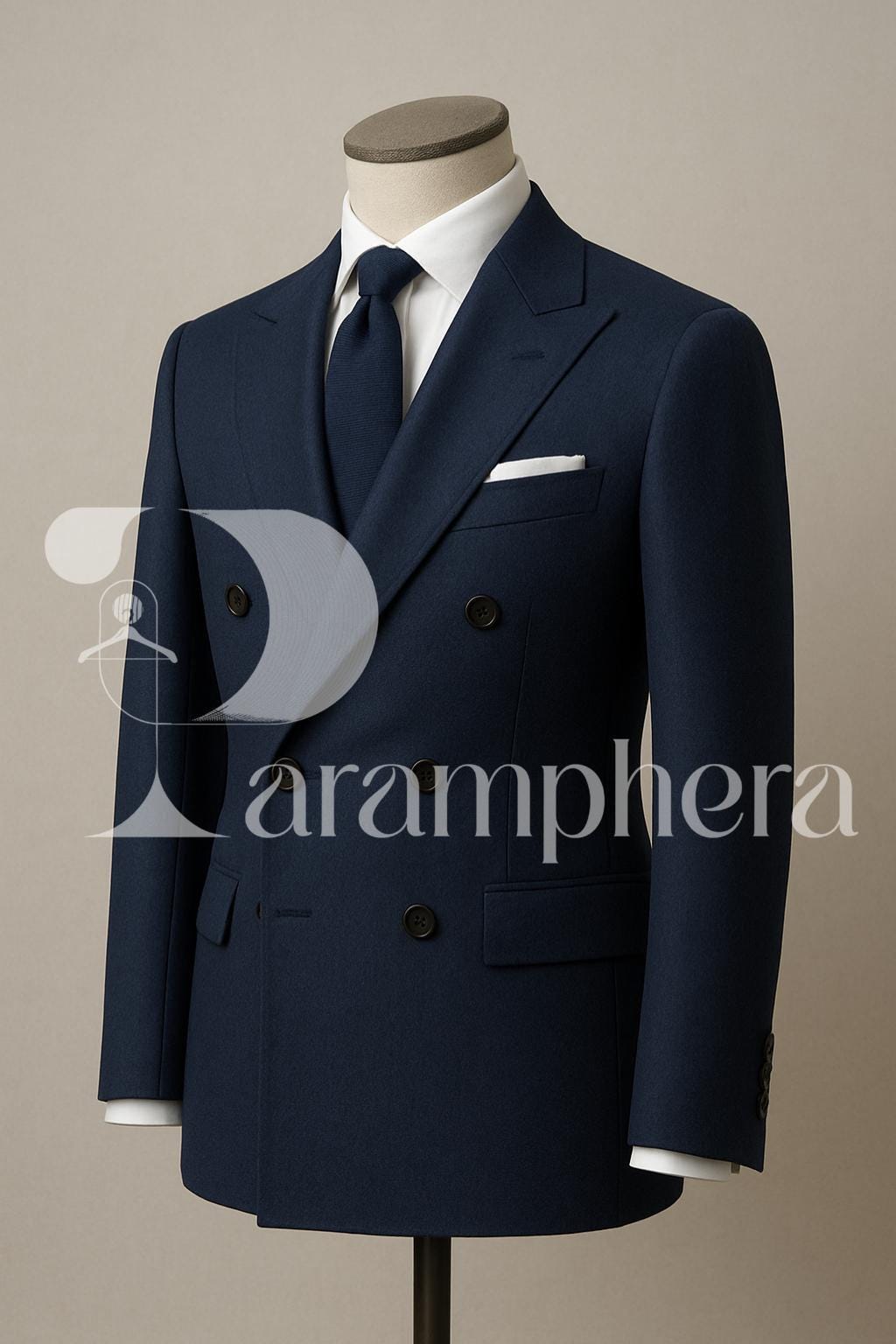 Navy Blue Double-Breasted Suit: Wedding Tuxedo Alternative with Pajama