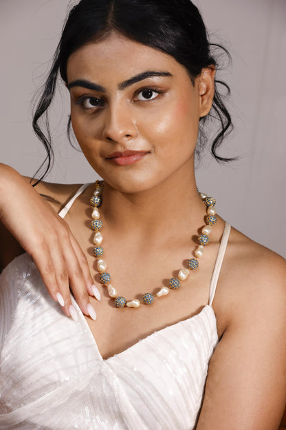 Baroque Pearl Turquoise Beaded Necklace | Handmade Statement Jewelry | Bridal Multicolor Necklace.