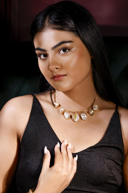 Gold Plated Shell Necklace Set | Western Beach Jewelry