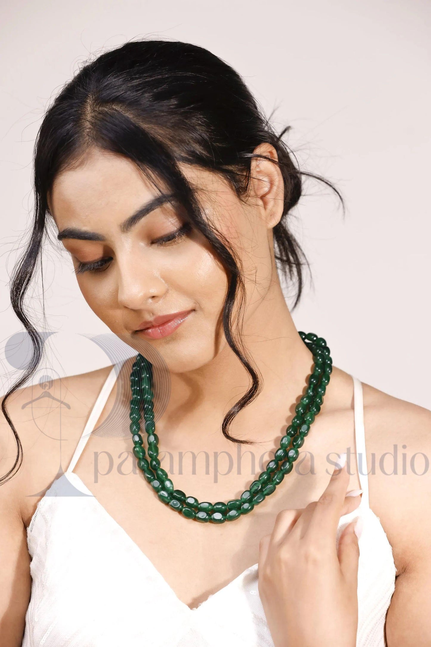 Emerald Green Double Strand Beaded Necklace | Handmade Layered Jewelry | Bridal & Statement Necklace.