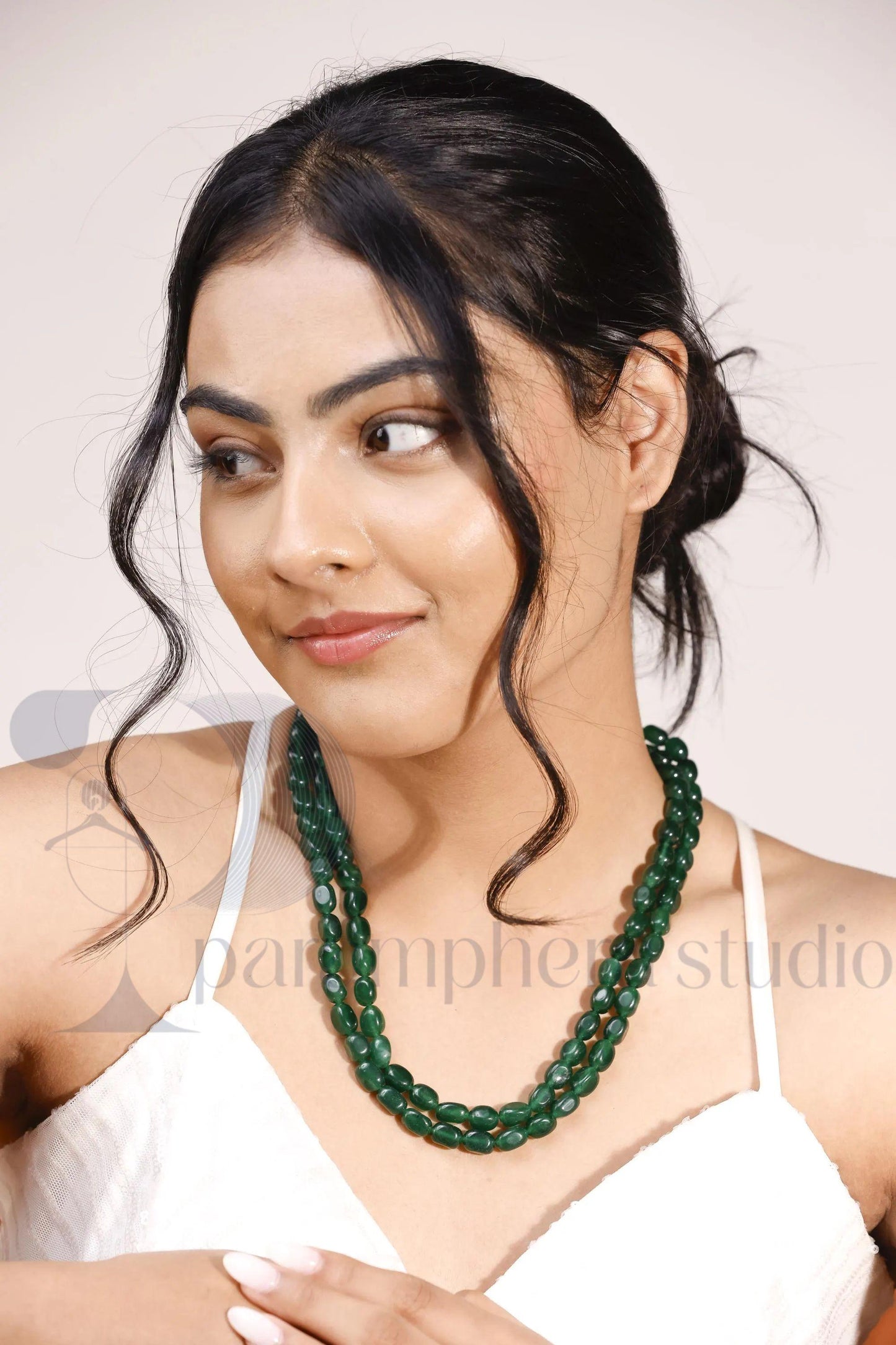 Emerald Green Double Strand Beaded Necklace | Handmade Layered Jewelry | Bridal & Statement Necklace.