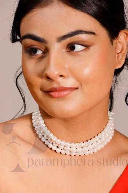 Triple Layer Pearl Choker | Bridal Necklace, Handmade Indian Jewelry