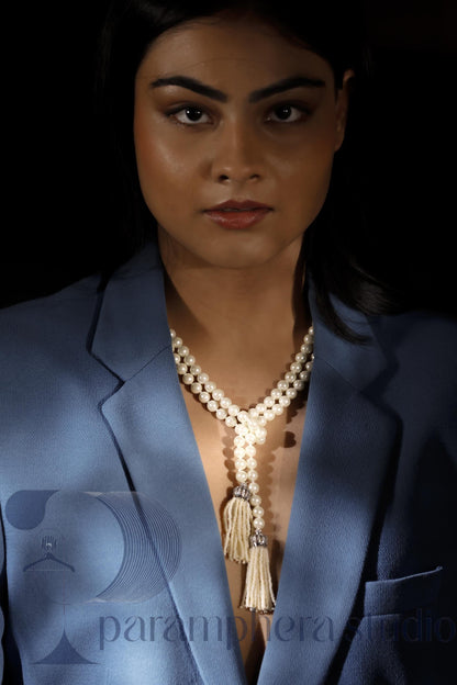 Long Pearl Tassel Necklace | Beaded Western Style