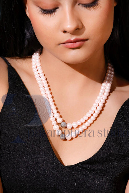 Pink Pearl Choker | Double Strand Blush Layered Necklace | Bridesmaids Gift | Wedding Jewelry for Wife