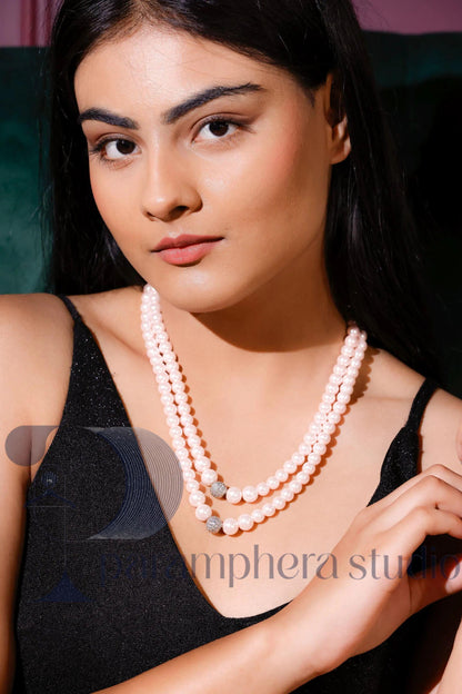 Pink Pearl Choker | Double Strand Blush Layered Necklace | Bridesmaids Gift | Wedding Jewelry for Wife