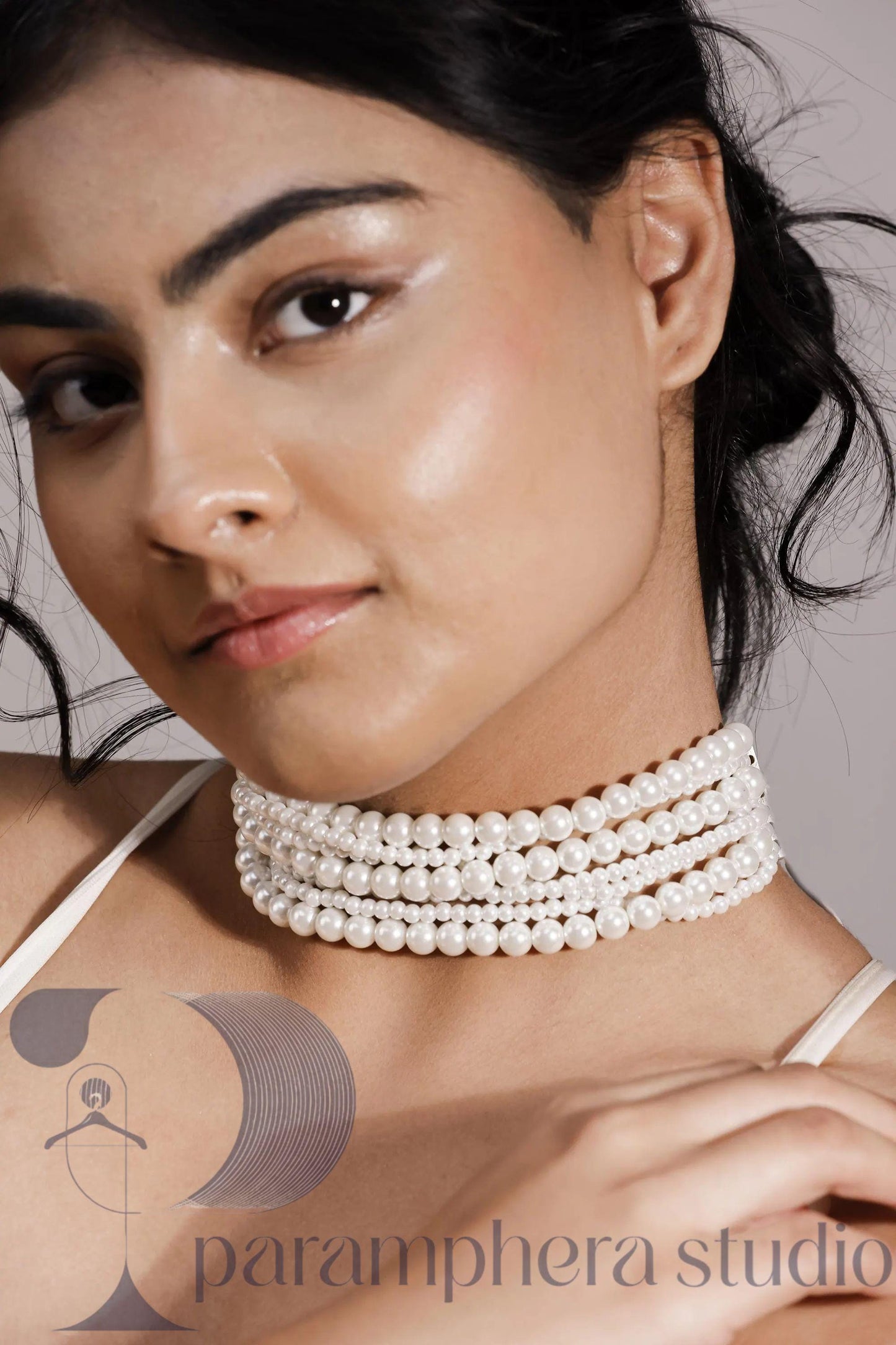 White Pearl Multi-Strand Choker | Bridal Wedding Necklace