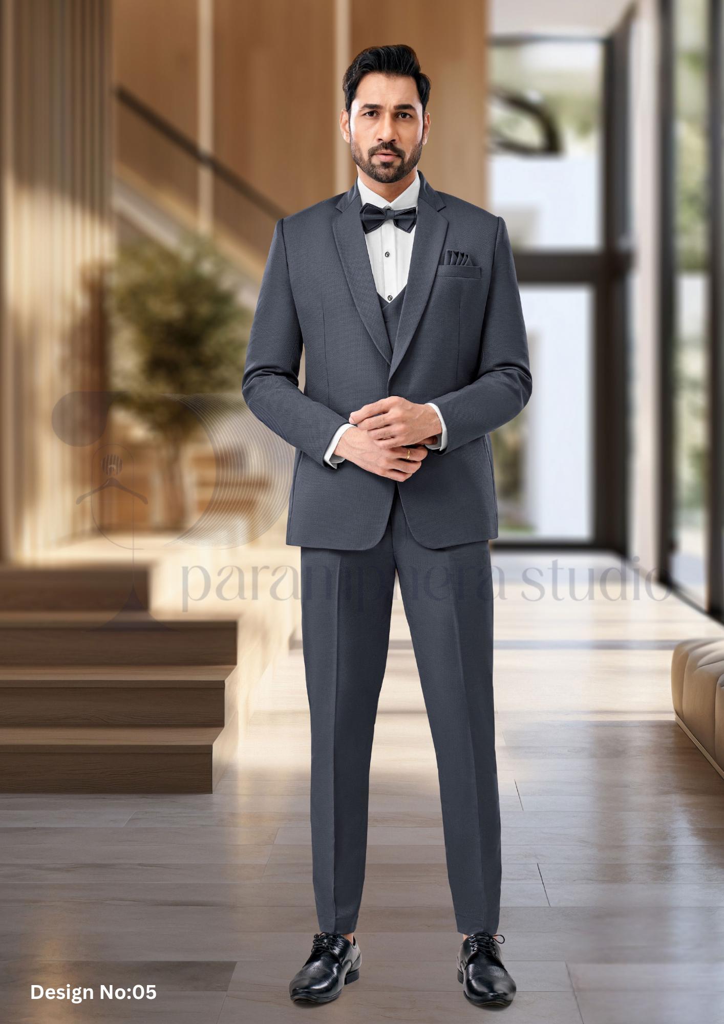 Handmade Slim Fit Suit with Bow Tie | Indian Wedding Outfit