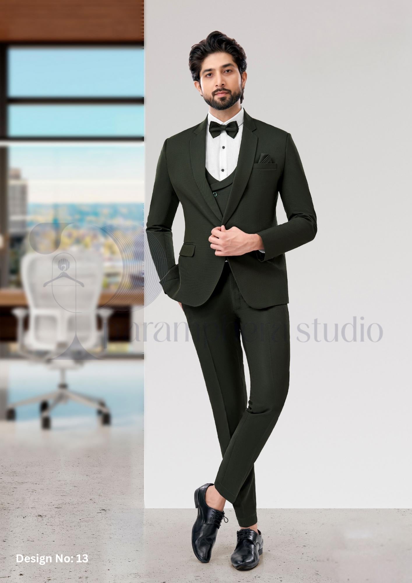 Handmade Slim Fit Suit with Bow Tie | Indian Wedding Outfit