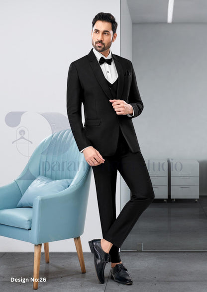 Men’s 3 Piece Wool Blend Suit | Slim Fit Wedding & Formal Outfit | Custom Tailored