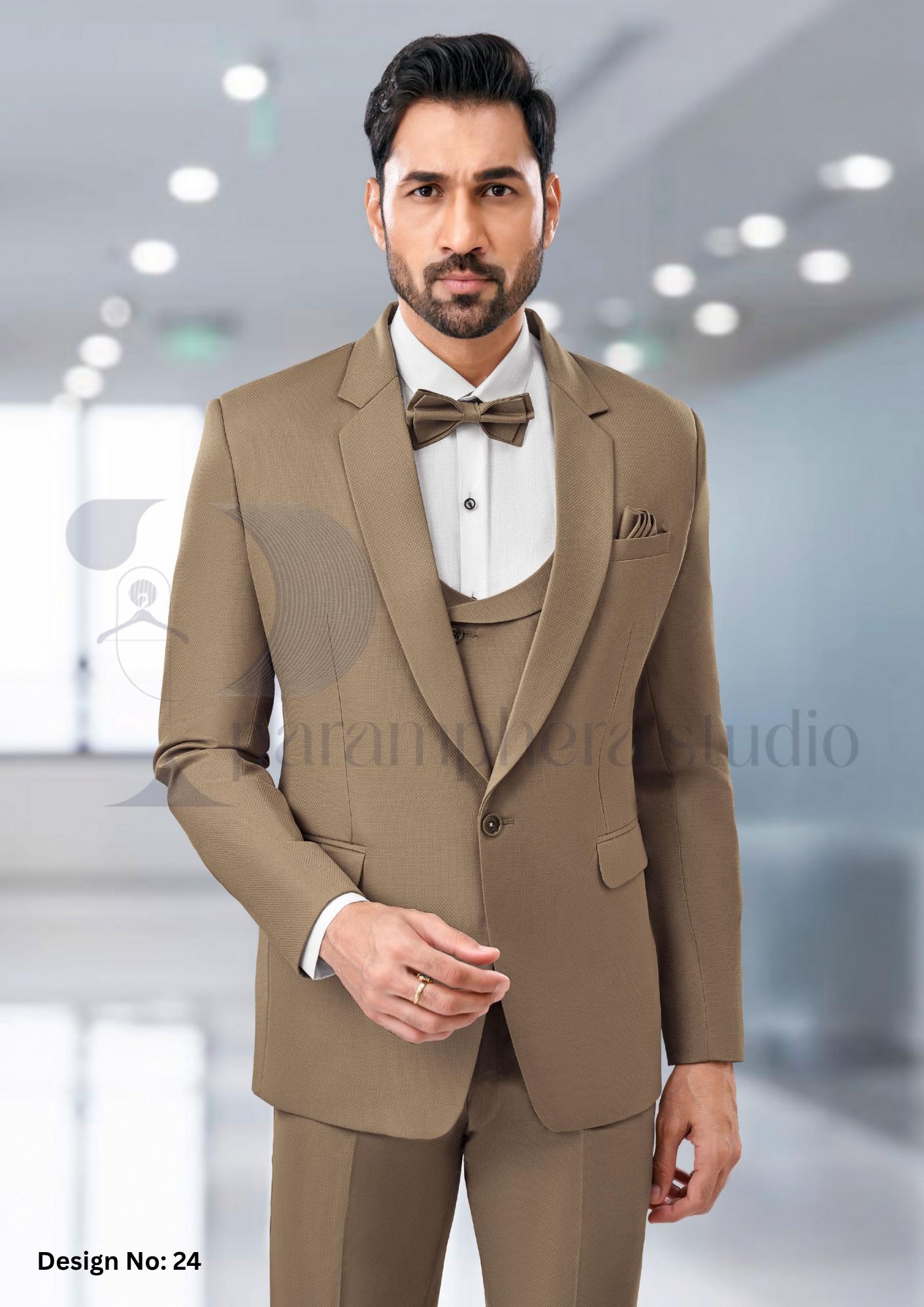 Men’s 3 Piece Wool Blend Suit | Slim Fit Wedding & Formal Outfit | Custom Tailored
