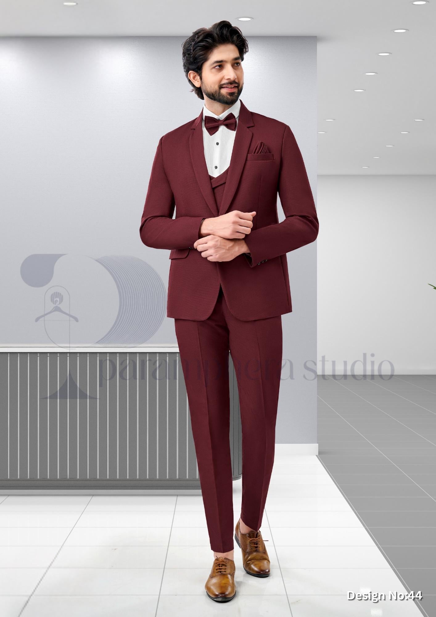 Handmade Wool Blend 3-Piece Suit | Custom Fit Wedding Outfit