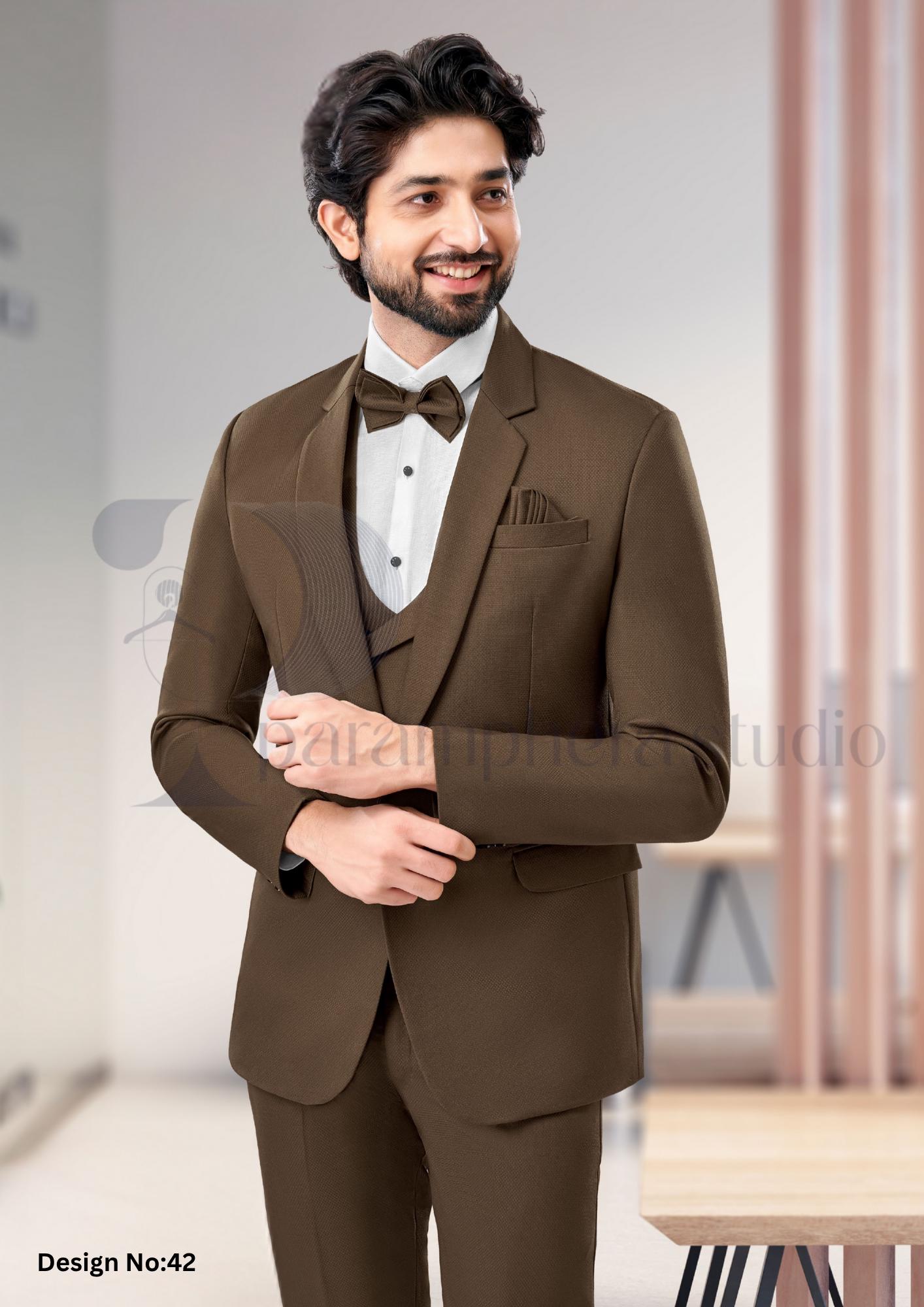 Handmade Wool Blend 3-Piece Suit | Custom Fit Wedding Outfit