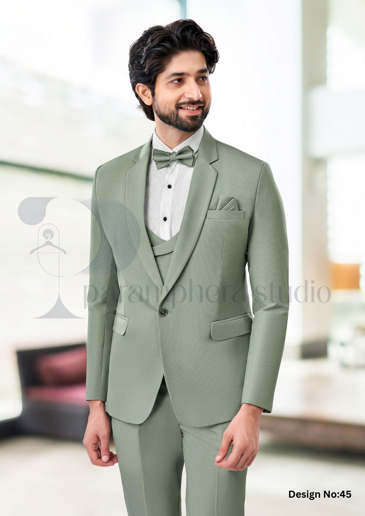 Handmade Wool Blend 3-Piece Suit | Custom Fit Wedding Outfit