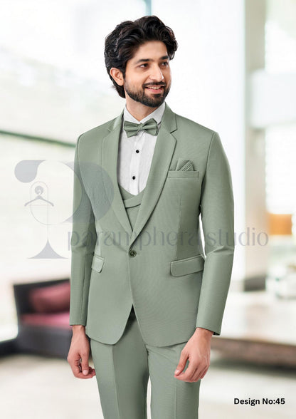 Handmade Wool Blend 3-Piece Suit | Custom Fit Wedding Outfit