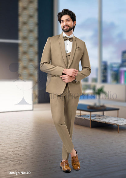 Handmade Wool Blend 3-Piece Suit | Custom Fit Wedding Outfit