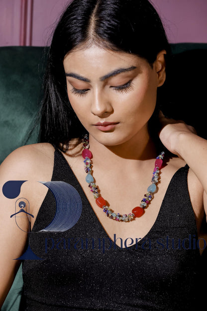 Handmade Gemstone Necklace | Colorful Boho Multi Stone, Crystal Beads