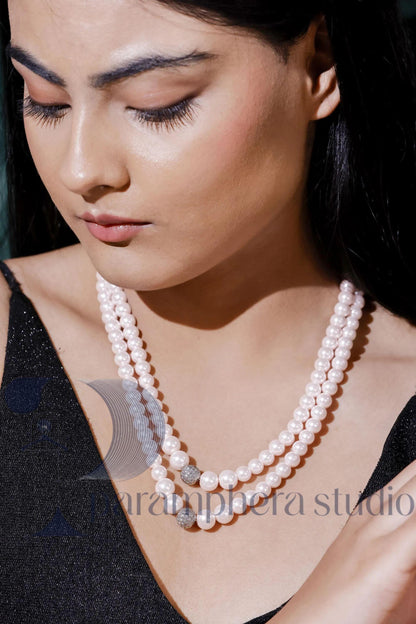 Pink Pearl Choker | Double Strand Blush Layered Necklace | Bridesmaids Gift | Wedding Jewelry for Wife