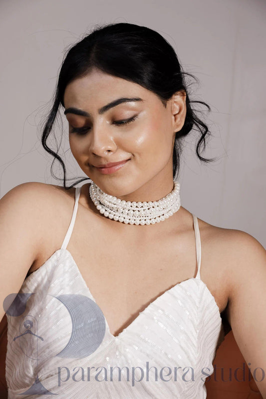 White Pearl Multi-Strand Choker | Bridal Wedding Necklace