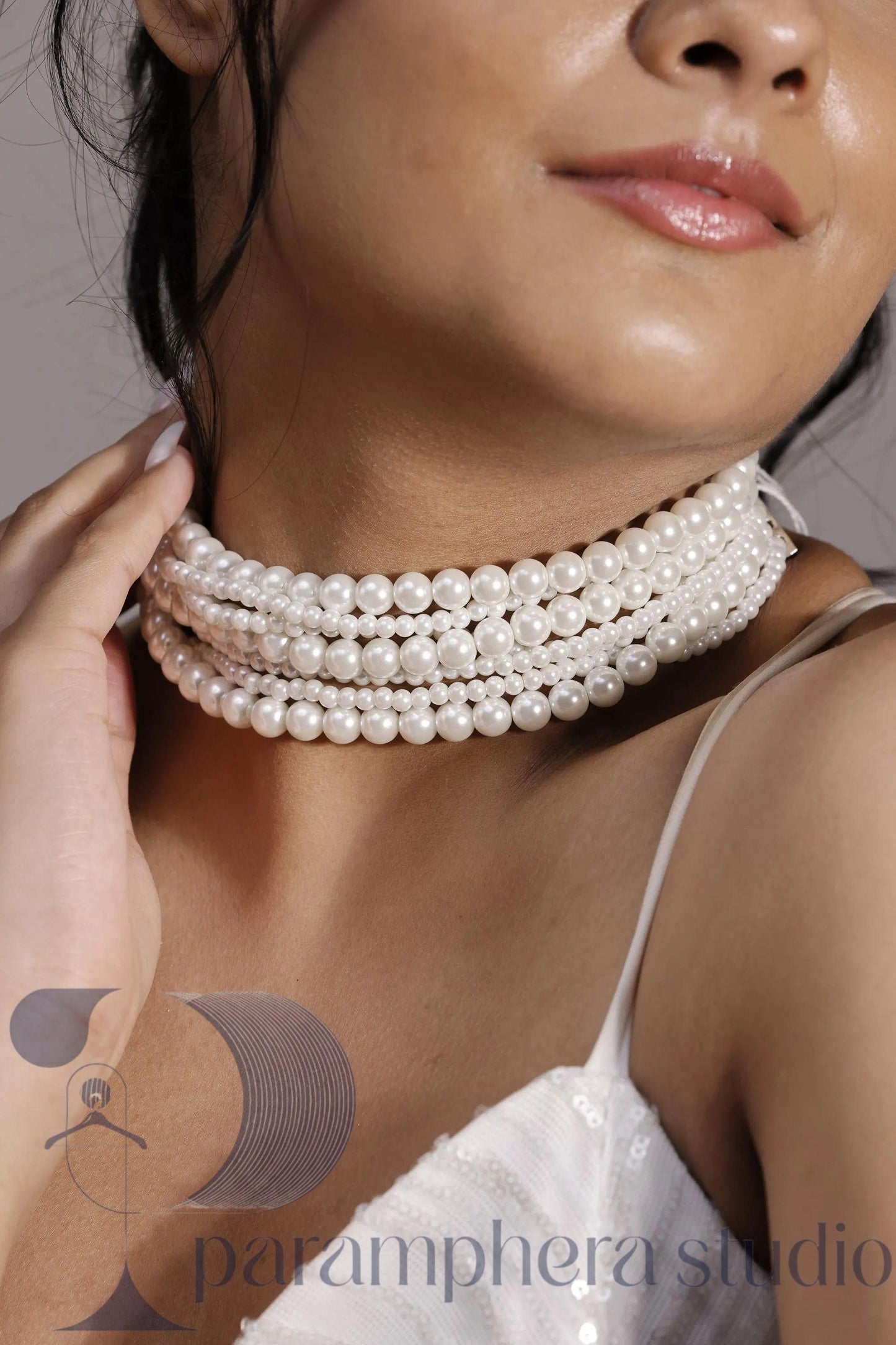 White Pearl Multi-Strand Choker | Bridal Wedding Necklace