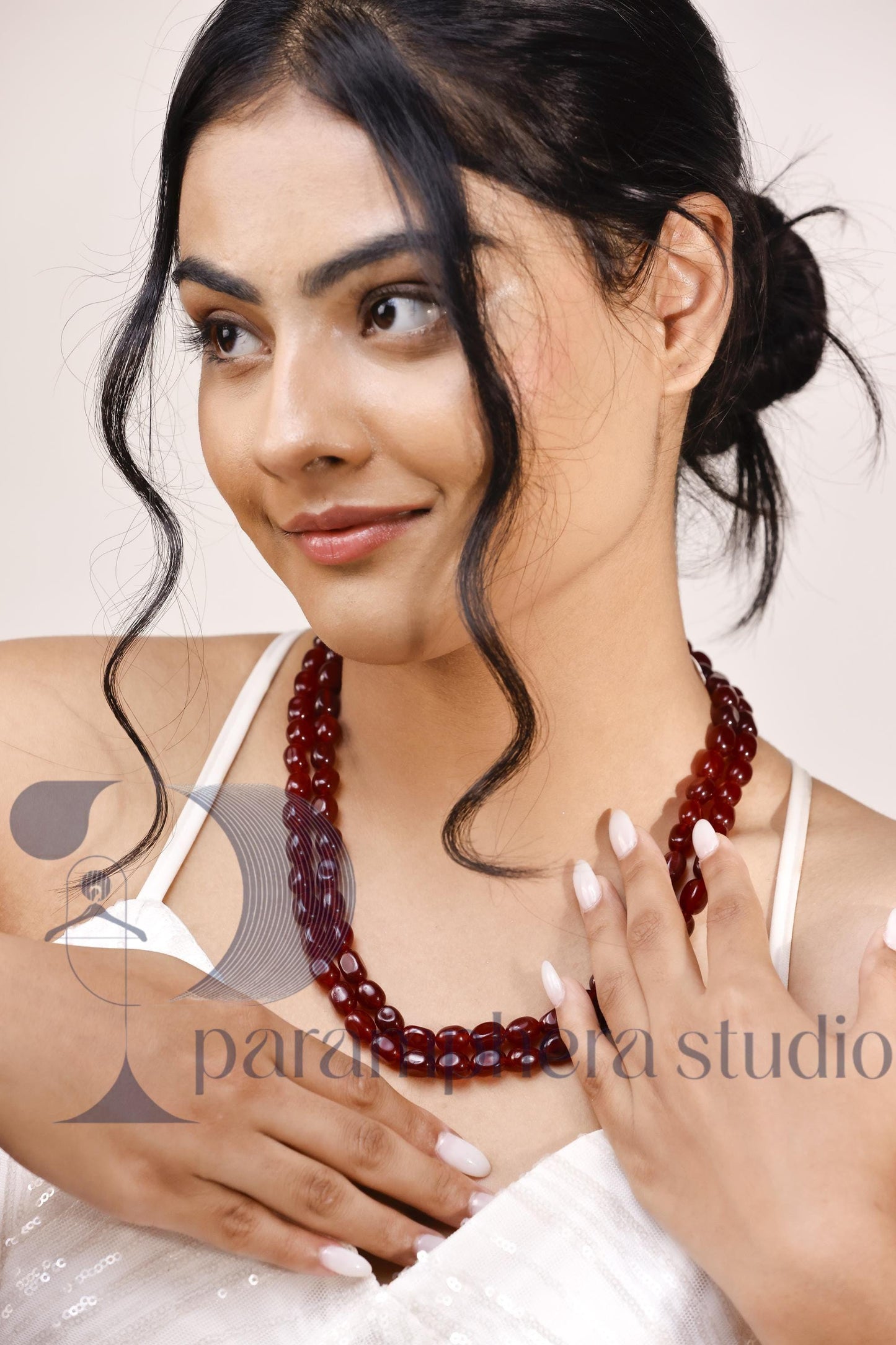 Handmade Ruby Red Bead Necklace | Double Strand Bridal Jewelry