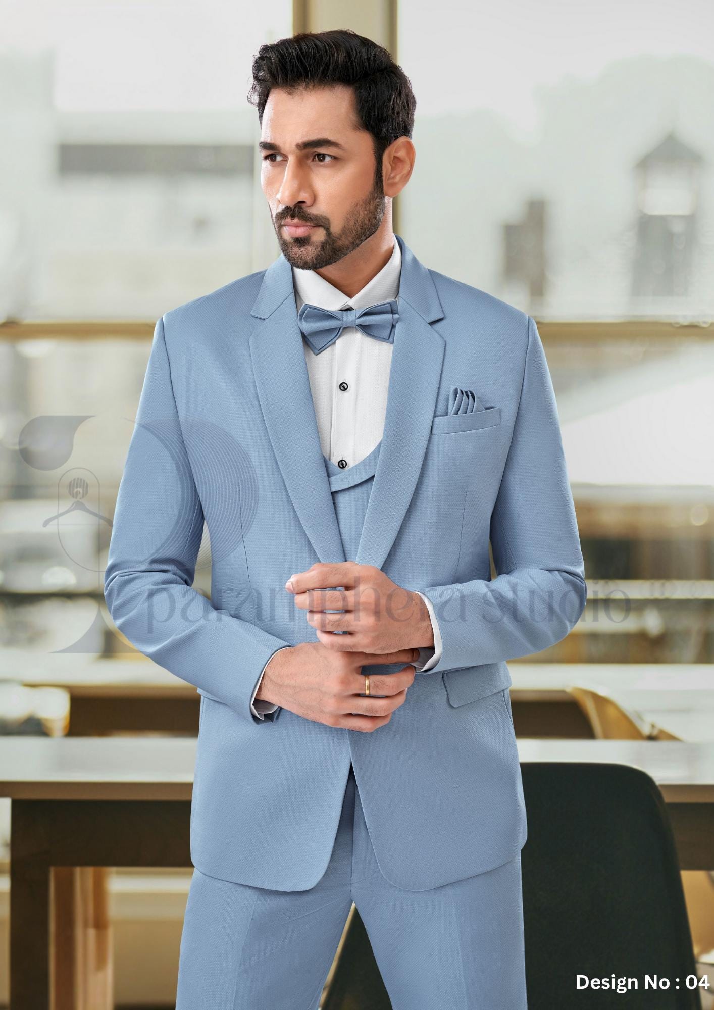 Handmade Slim Fit Suit with Bow Tie | Indian Wedding Outfit