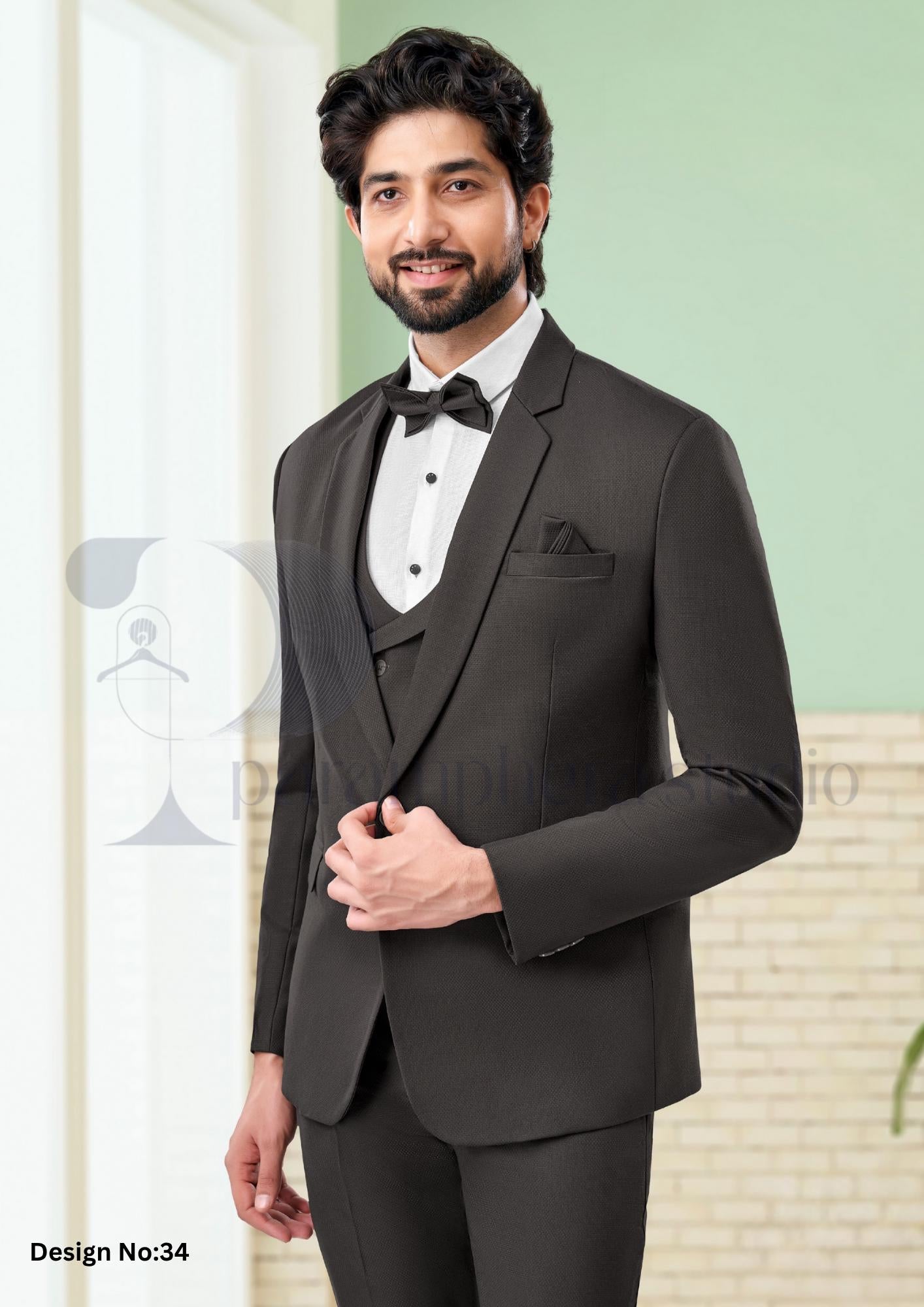 Men’s 3 Piece Wool Blend Suit | Slim Fit Wedding & Formal Outfit | Custom Tailored